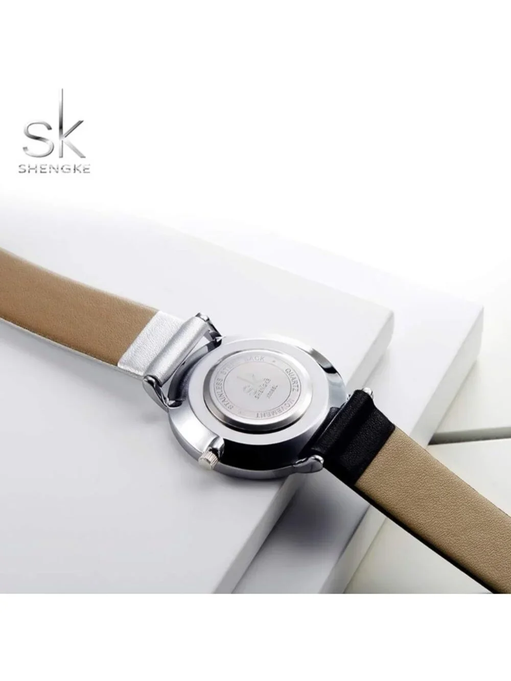 Women's Black & White Creative Simplicity Genuine Leather Elegant Wrist Watches